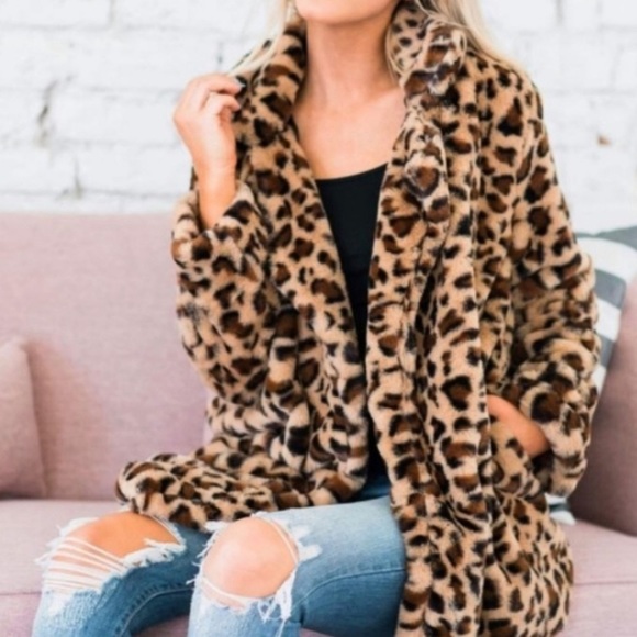 Fuzzy Warm Cheetah Cardigan Coat - Picture 3 of 3